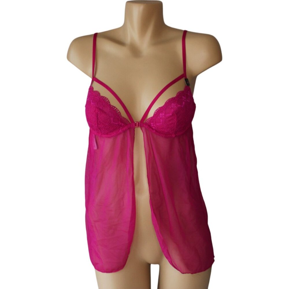 NWT La Senza Negligee Small Hot Pink Front Closure Adjustable Straps n126